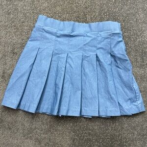 Light Blue Pleated High-waisted Women's Skirt